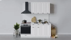 Кухонный гарнитур «Лина» длиной 180 см со шкафом НБ (Белый/Белый)