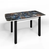 Кухонный стол Флорида раздвижной ножки квадратные черные металл (подстолье белое) ЛДСП, Металл, Стекло с фотопечатью, Мрамор СМ5