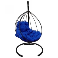 Подвесное кресло M-GROUP капля без ротанга чёрное, синяя подушка
